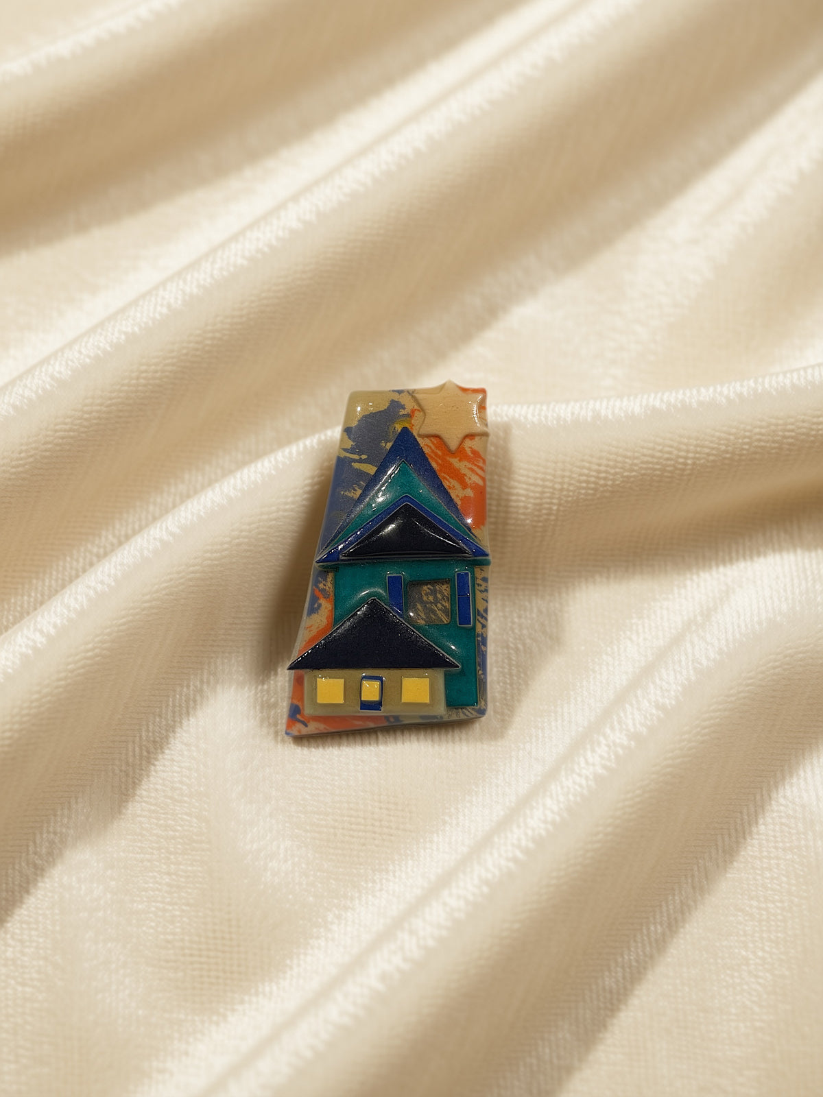 Blue Houses Brooch