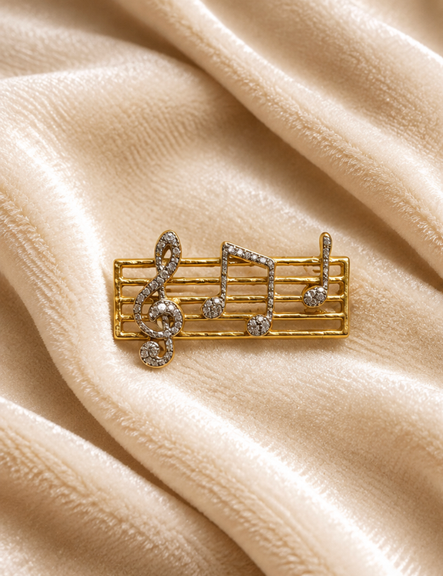 Glitter Musical Notes Brooch