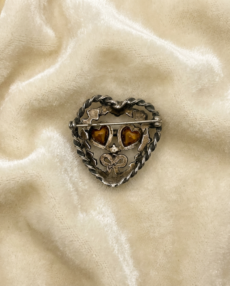 Rare 1920s Vintage Heart Brooch